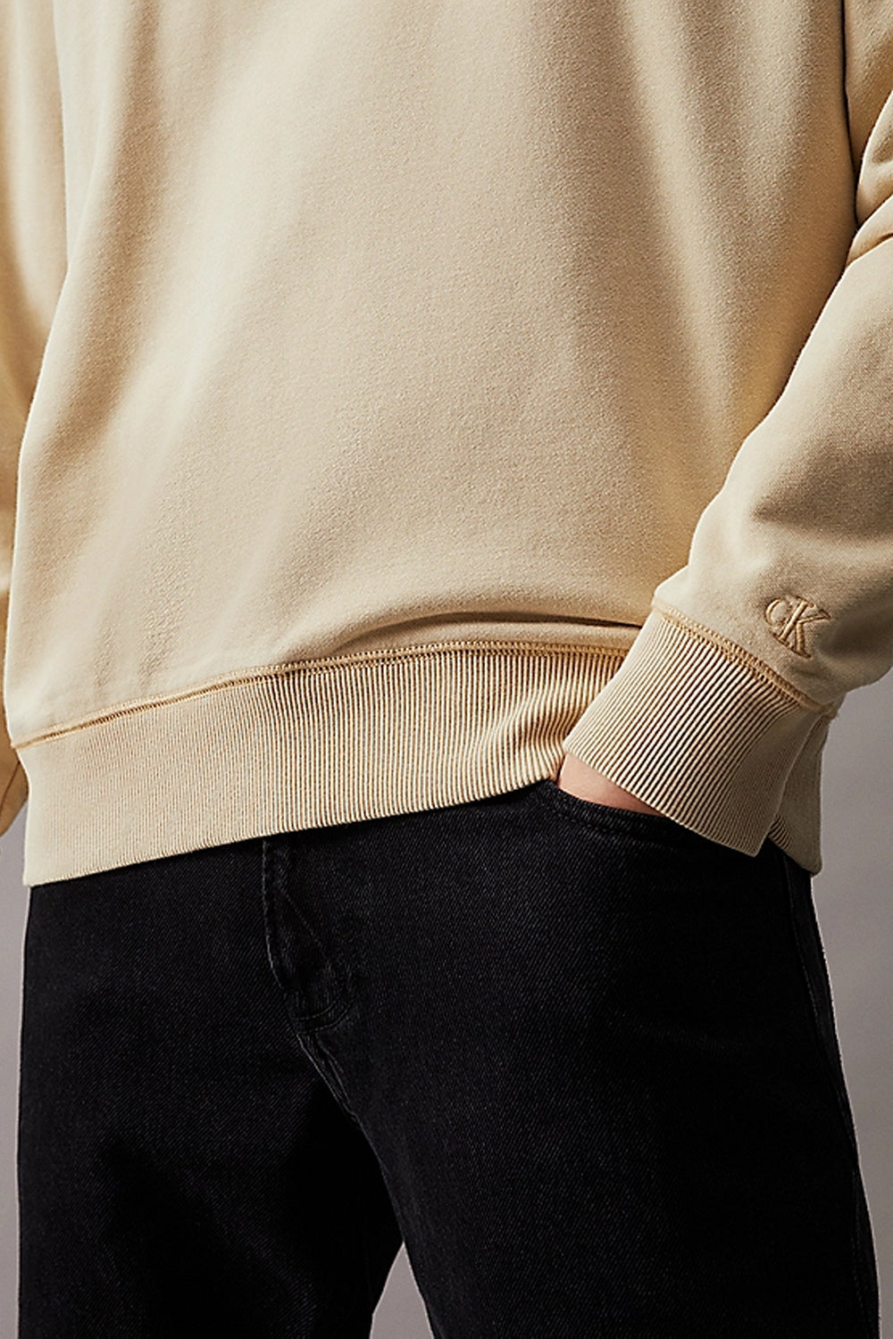 Felpa con cappuccio e monogramma in cotone lavato J30J325633 RAE Calvin Klein