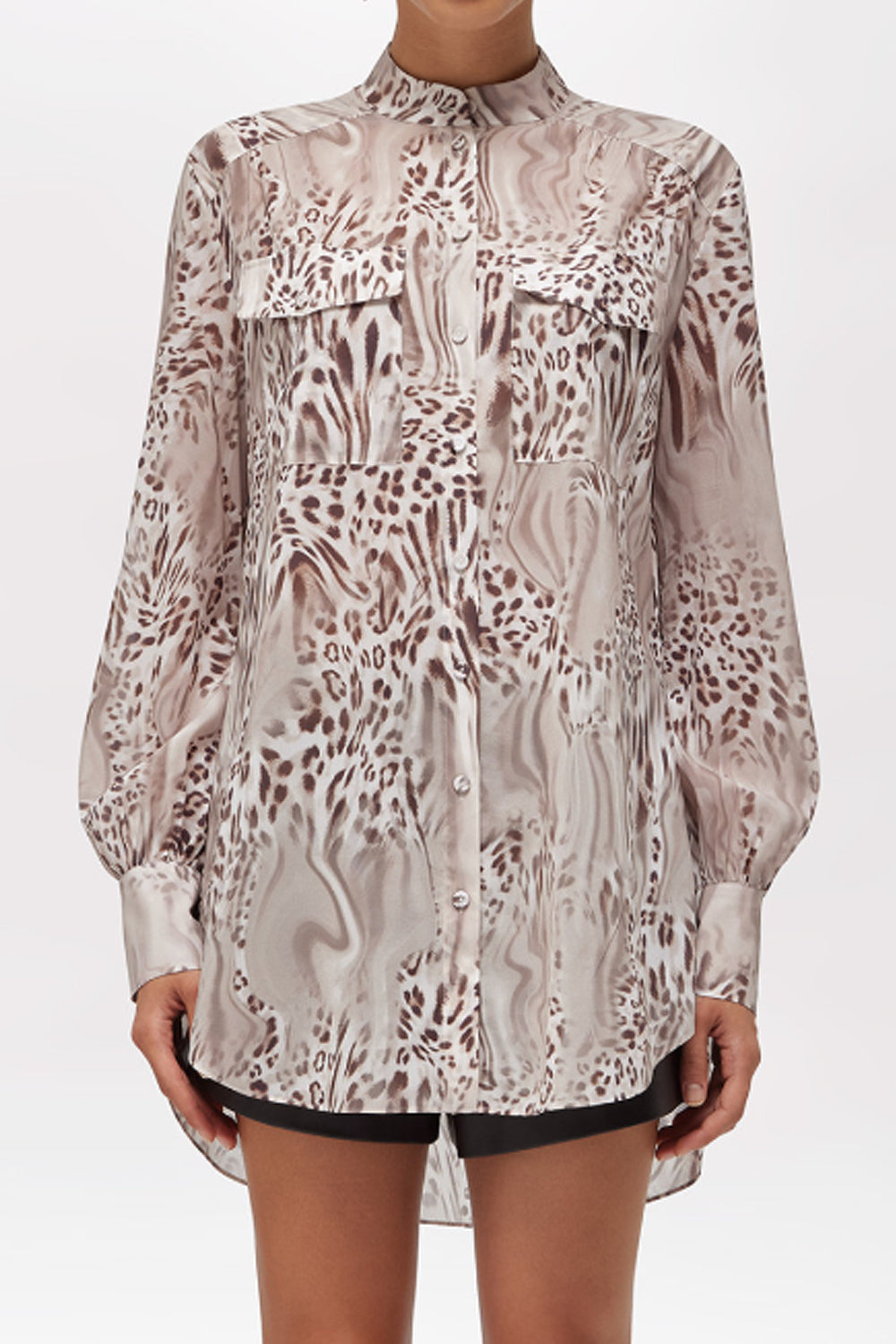 CAMICIA OVER IN SETA ANIMALIER RA6058 T2949P9371 Blugirl