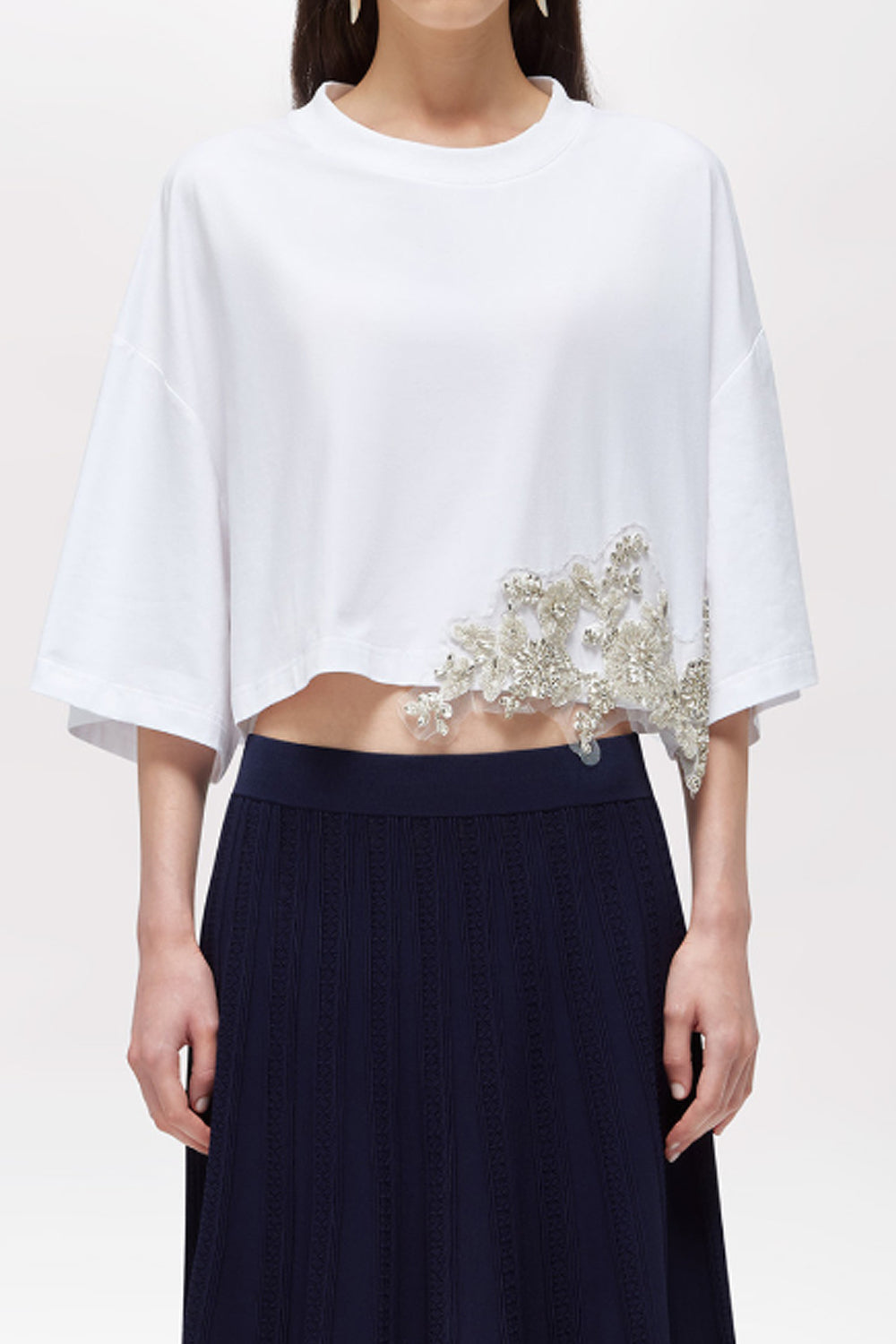 T-SHIRT IN JERSEY CON PATCH CRISTALLI RA6153 JS00310601 Blugirl