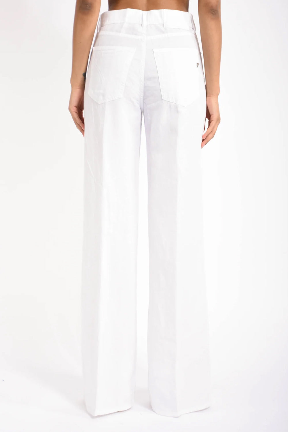 pantaloni wid leg in cotone amber misto lino DP619 CF0197D-BM5000 Dondup