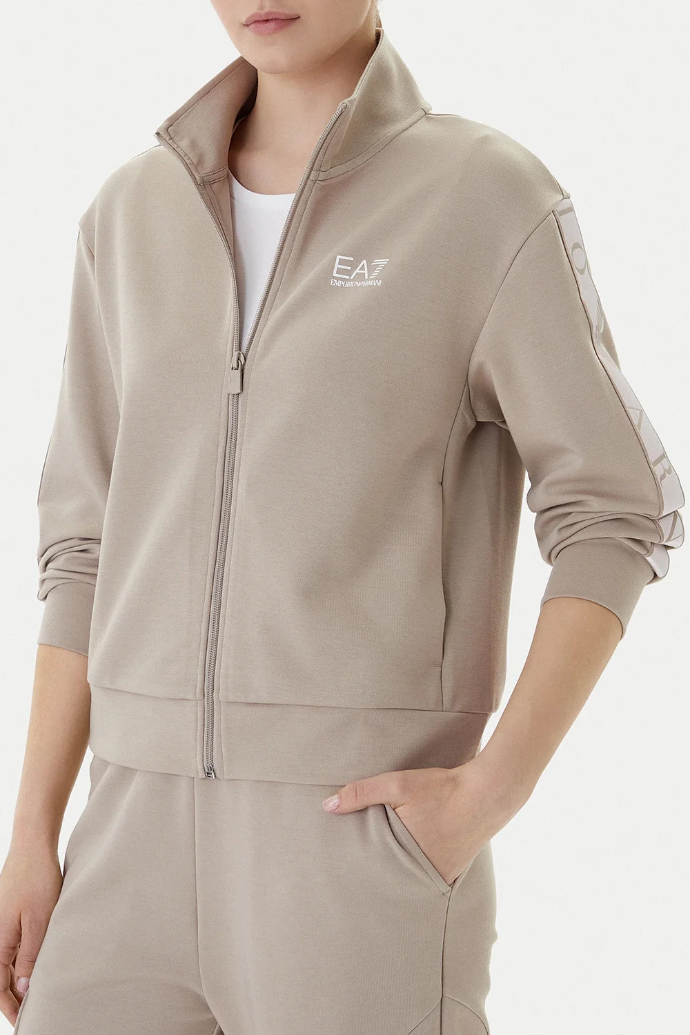 Felpa con zip Dynamic Athlete in tessuto tecnico Natural VENTUS7 ASV 7W001152 AF12501U6225 EA7 Emporio Armani