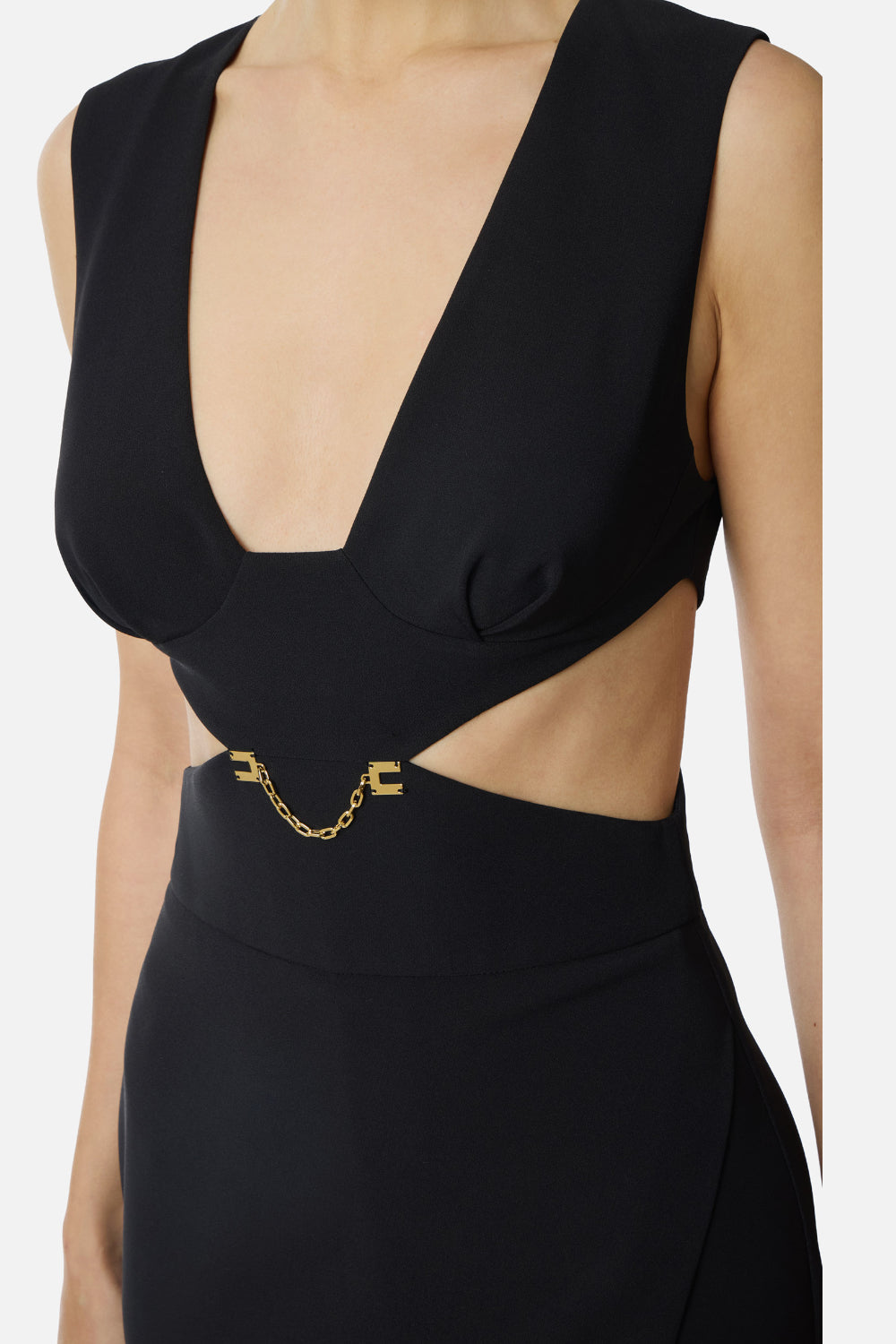 Abito da Sera Elisabetta Franchi in Crêpe con Cut-Out e Spacco Laterale ABR02 61E2110 Elisabetta Franchi
