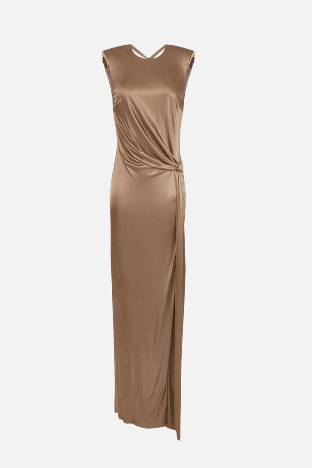 Abito da Sera Elisabetta Franchi in Jersey di Viscosa Lucida con Drappeggio e Spacco ABR24 61E2229 Elisabetta Franchi