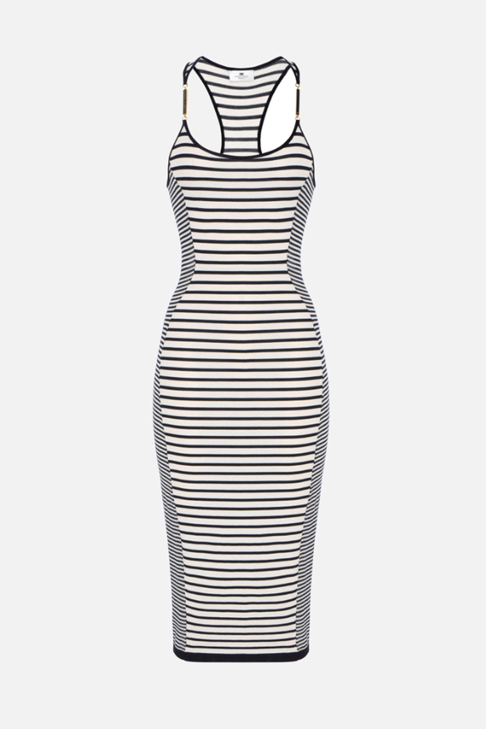 Abito Midi Elisabetta Franchi in Maglia con Scollo Olimpionico e Righe AM97T 61E2685 Elisabetta Franchi