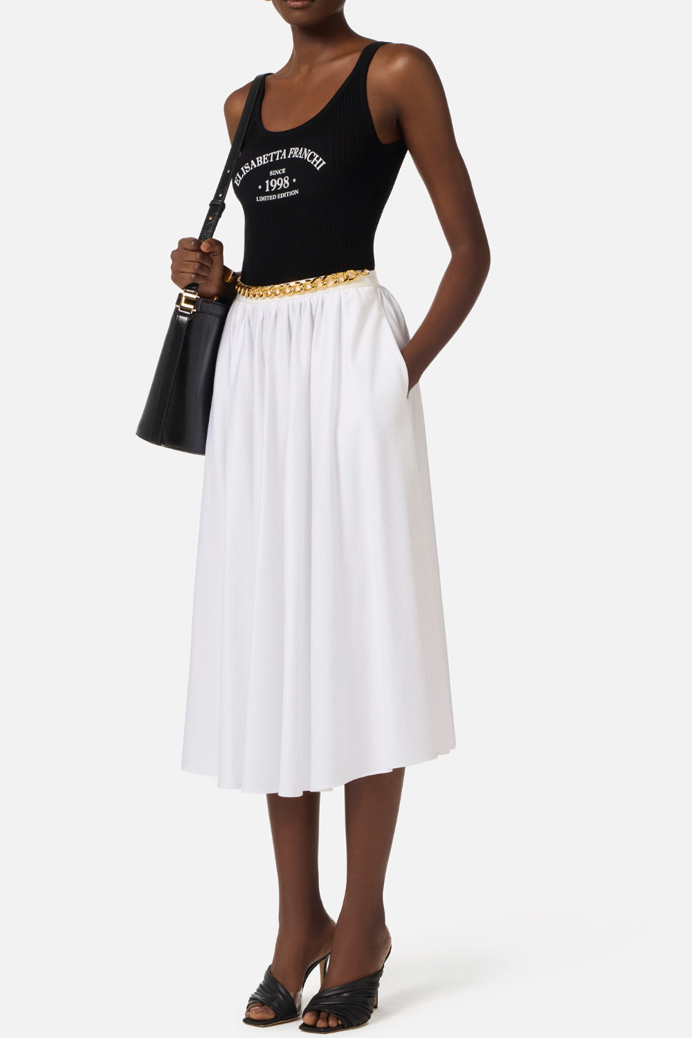 Body Elisabetta Franchi in Maglia a Costine con Stampa Logo BK81Q 61E2110 Elisabetta Franchi