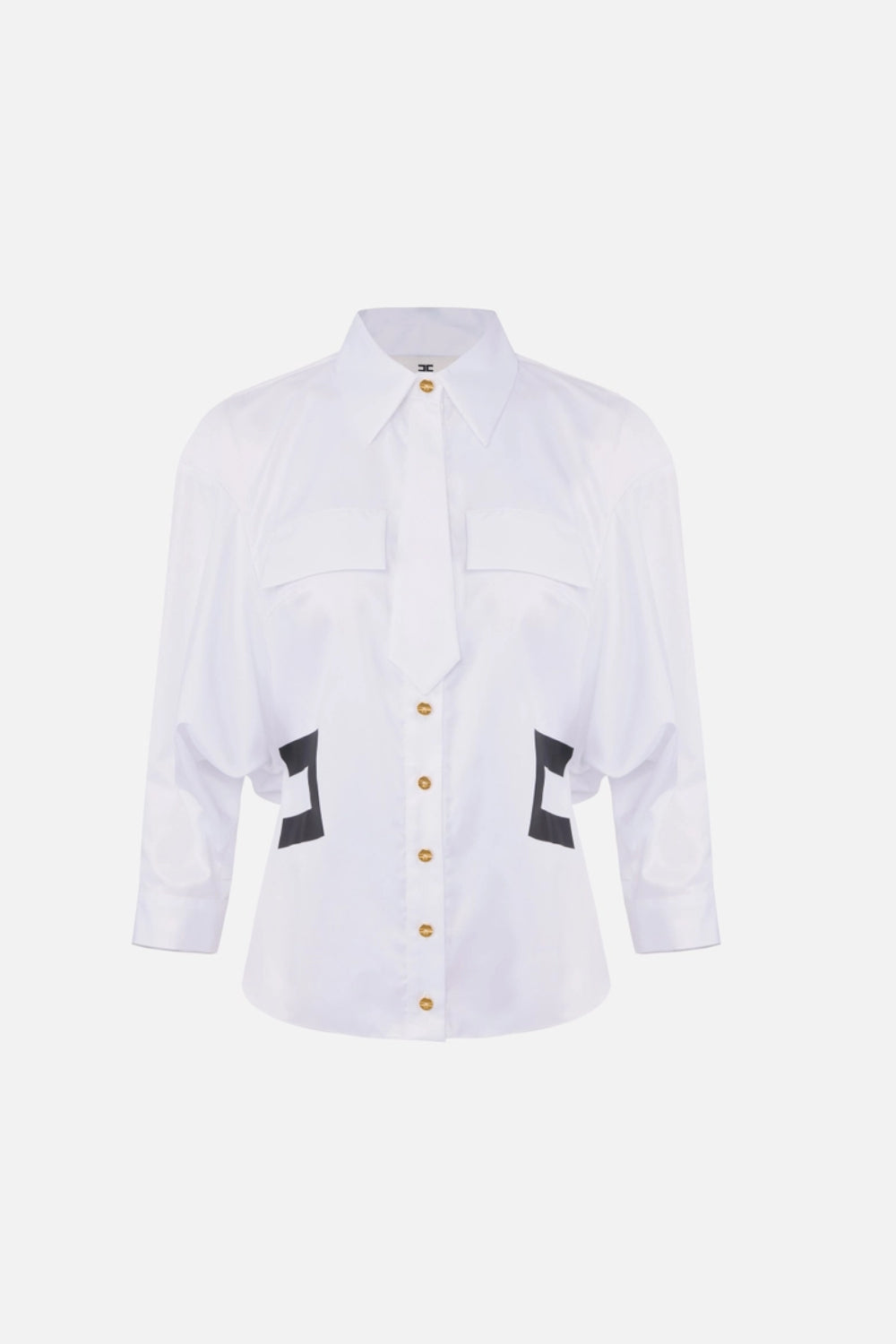 Camicia Elisabetta Franchi in Cotone con Cravattino e Stampa Logo CA155 61E2221 Elisabetta Franchi