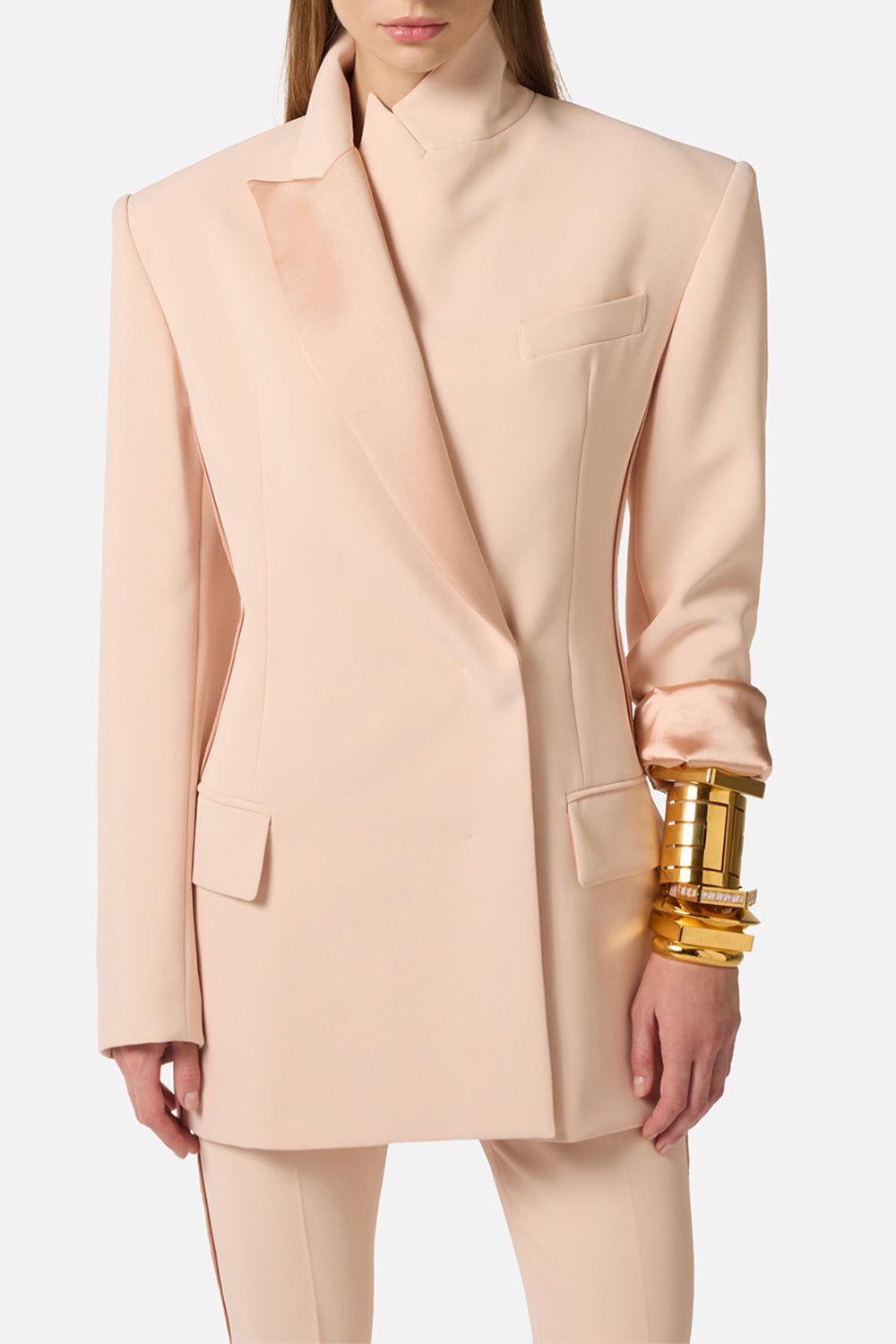 Giacca in crêpe leggero e raso GI241 63E2EA1 Elisabetta Franchi