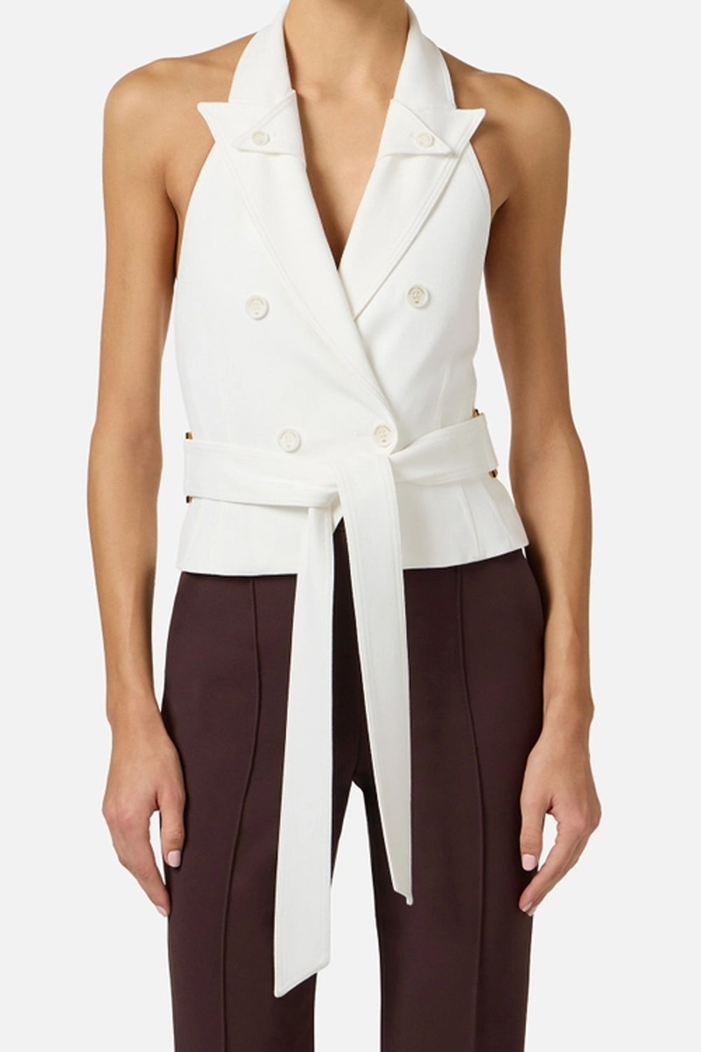 Gilet in gabardina con cintura GL005 61E2360 Elisabetta Franchi