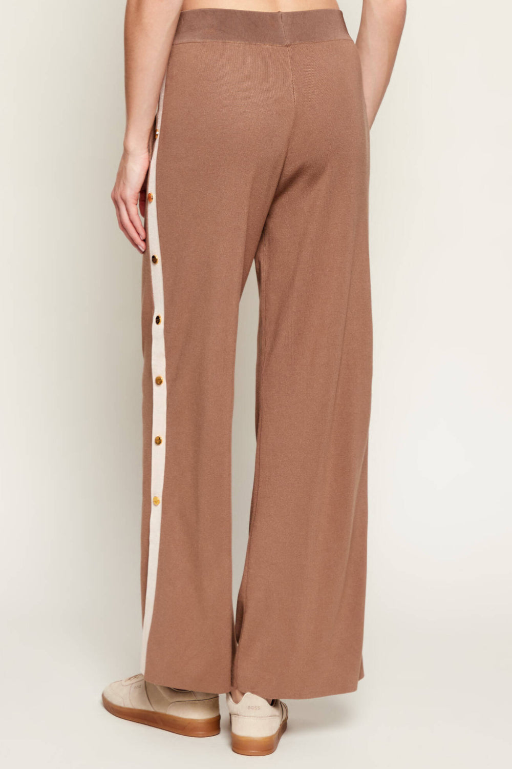 Pantaloni in Maglia Elisabetta Franchi con Bande Lucide e Logo Jacquard KP74S 61E2727 Elisabetta Franchi