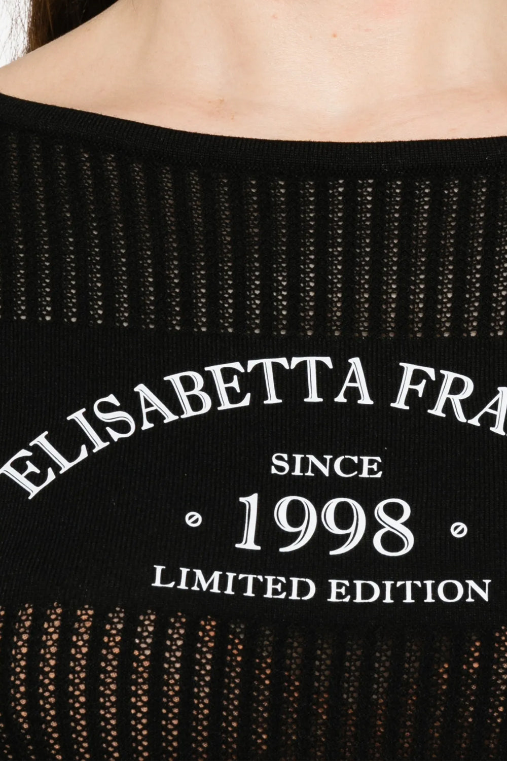 Top in Maglia Elisabetta Franchi con Stampa Logo e Scollo Ampio MK73Q 61E2110 Elisabetta Franchi