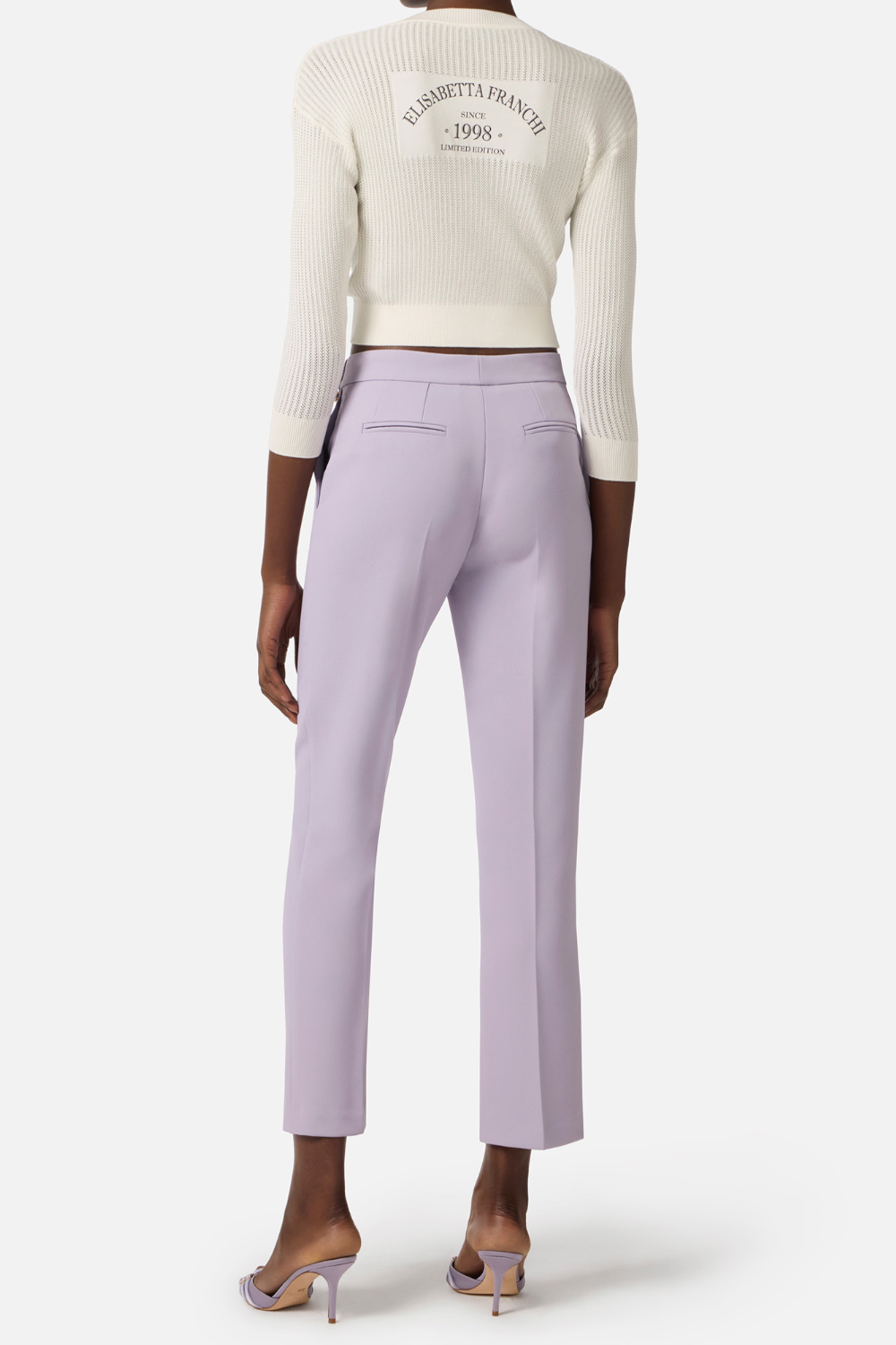 Cardigan Elisabetta Franchi in Maglia con Scollo a V, Maniche ¾ e Logo Stampato MK81Q 61E2360 Elisabetta Franchi