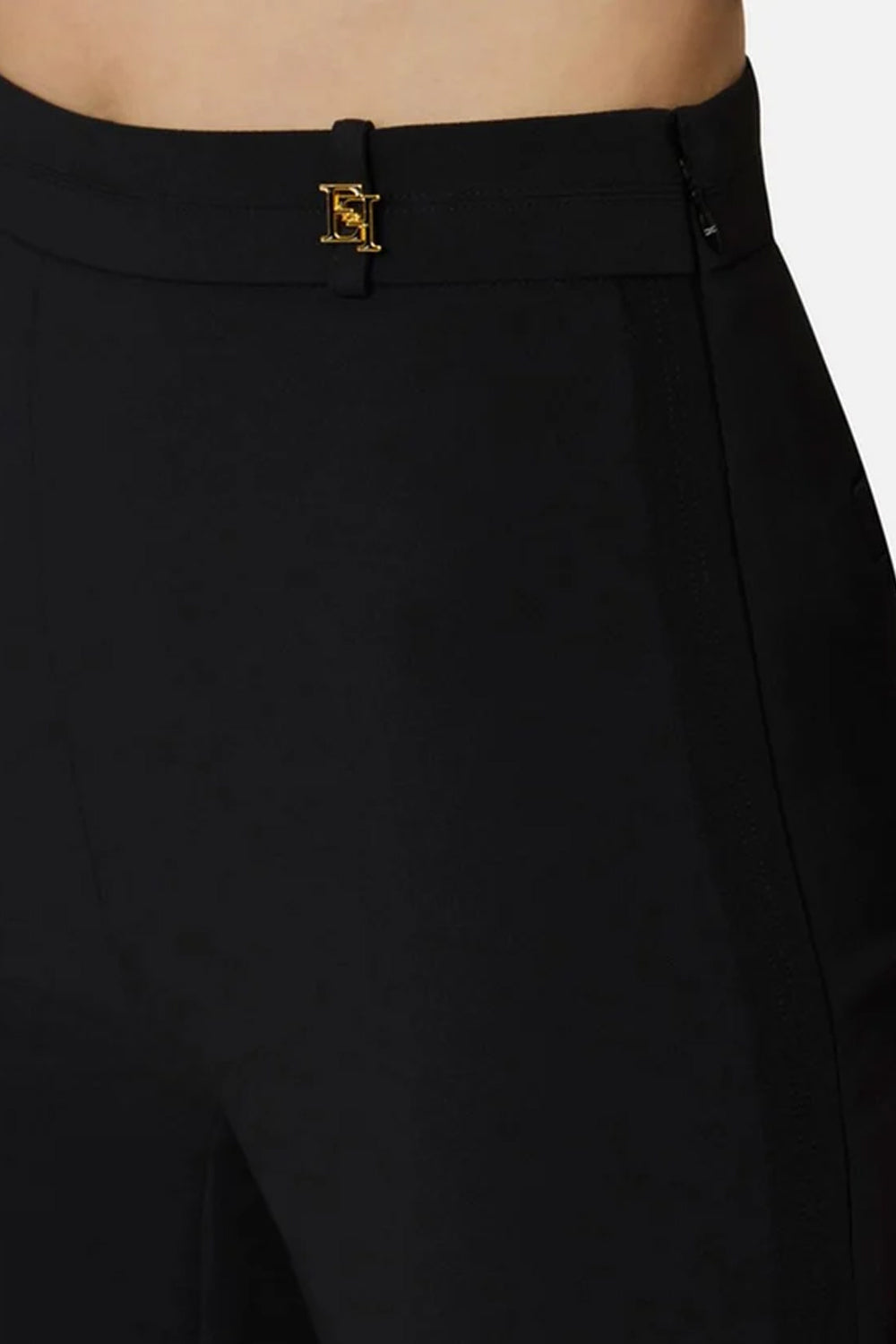 Pantaloni in doppio crêpe stretch con logo charm PA168 61E2110 Elisabetta Franchi