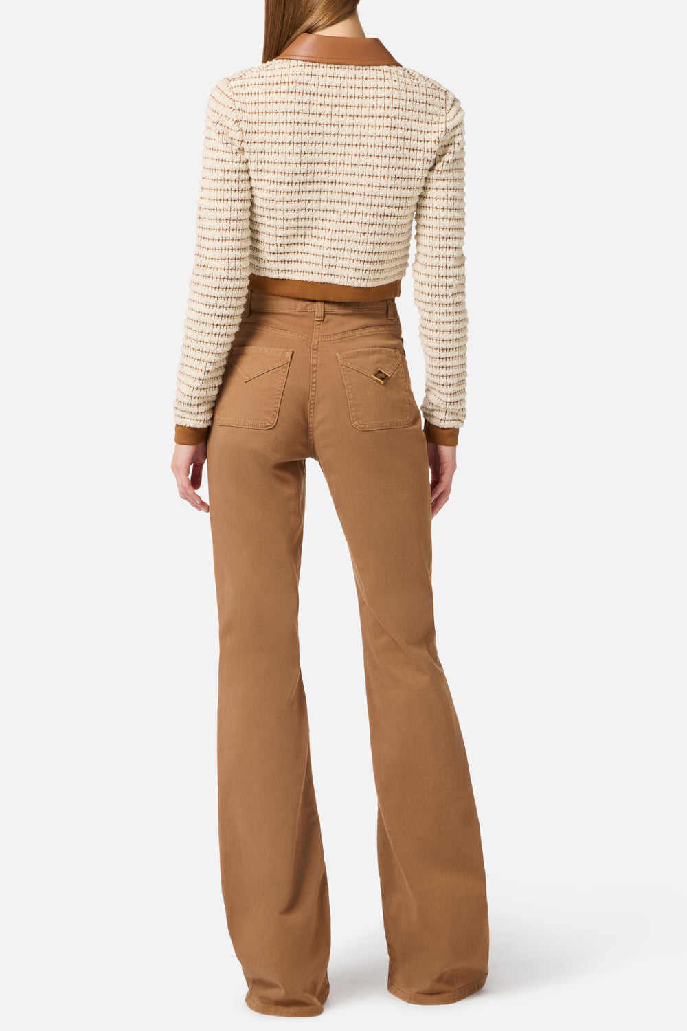 Pantaloni Elisabetta Franchi in Denim a Zampa con Dettagli Dorati<BR/> PJ22N 61E2AI6 Elisabetta Franchi