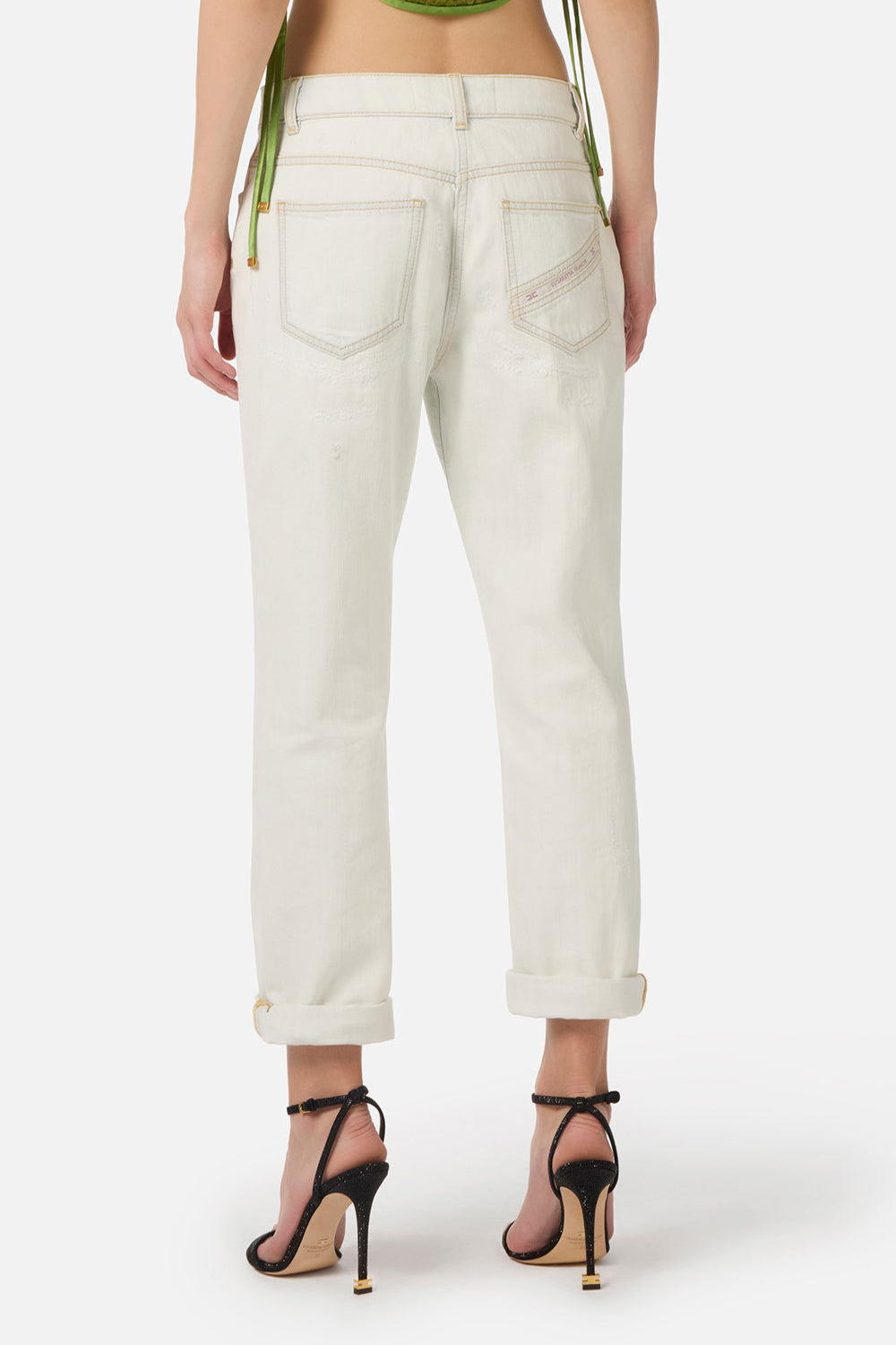Jeans Five-Pocket con Dettagli Distressed PJ28N 61E2FB8 Elisabetta Franchi