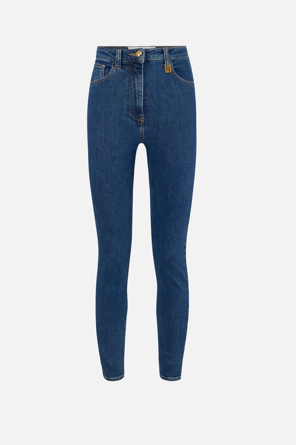 Pantaloni Elisabetta Franchi Cinque Tasche in Denim Skinny con Logo PJ30I 61E2139 Elisabetta Franchi