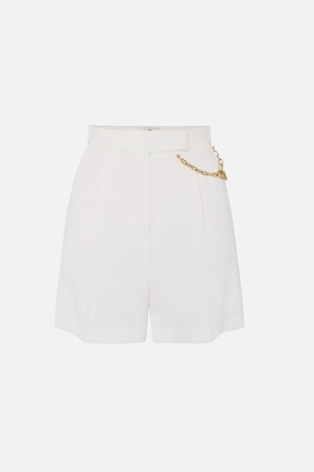 Shorts Elisabetta Franchi in Gabardina con Catenella Gioiello Dorata<BR/> SH005 61E2360 Elisabetta Franchi