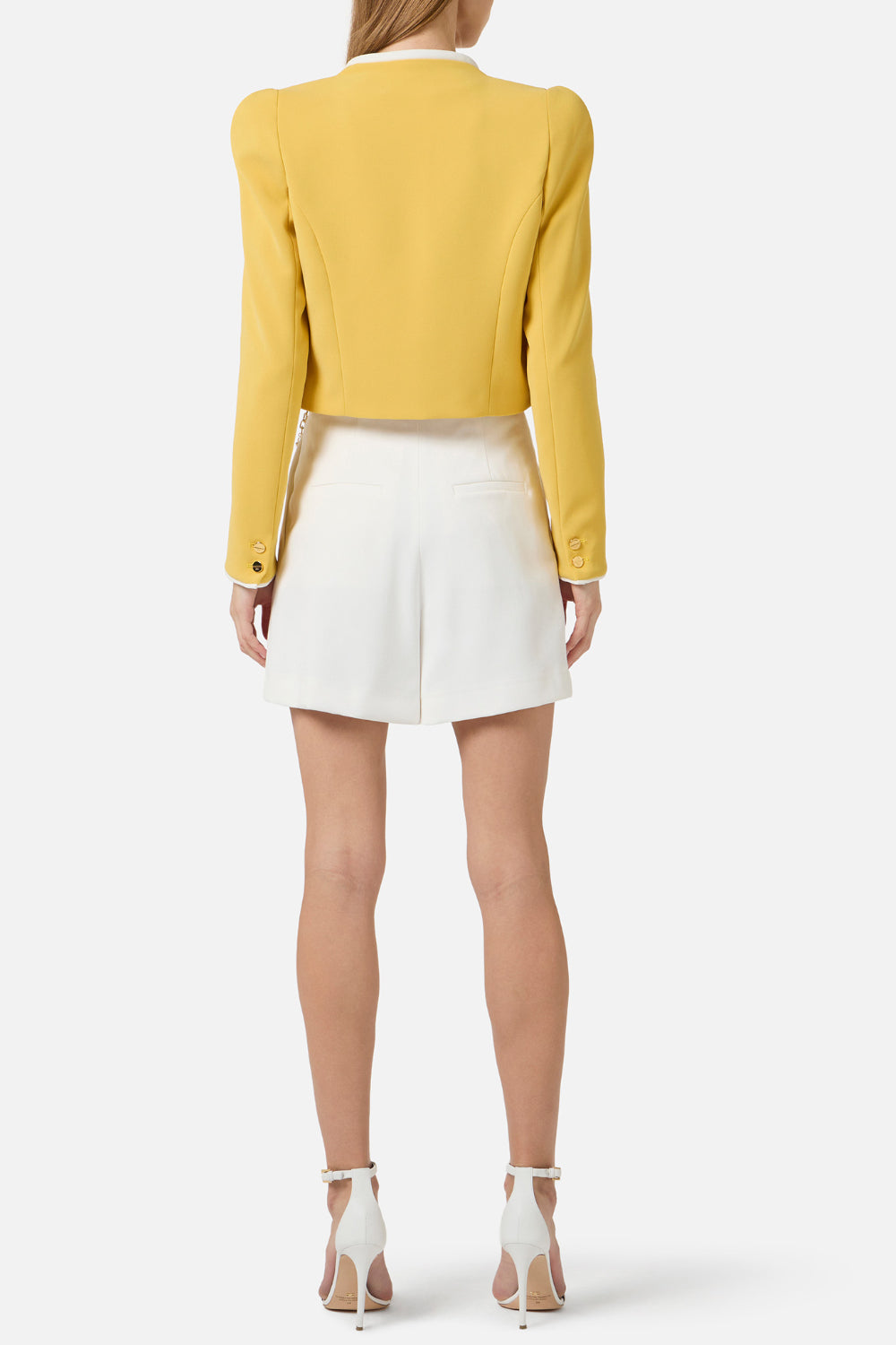 Shorts Elisabetta Franchi in Gabardina con Catenella Gioiello Dorata<BR/> SH005 61E2360 Elisabetta Franchi