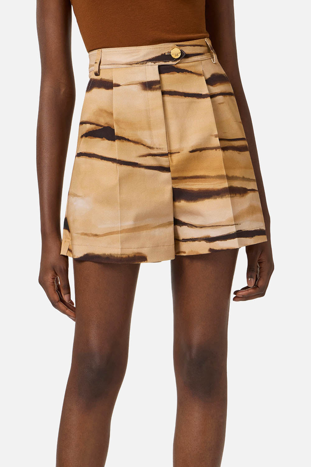 Shorts in drill con stampa tigre SH013 62E2470 Elisabetta Franchi