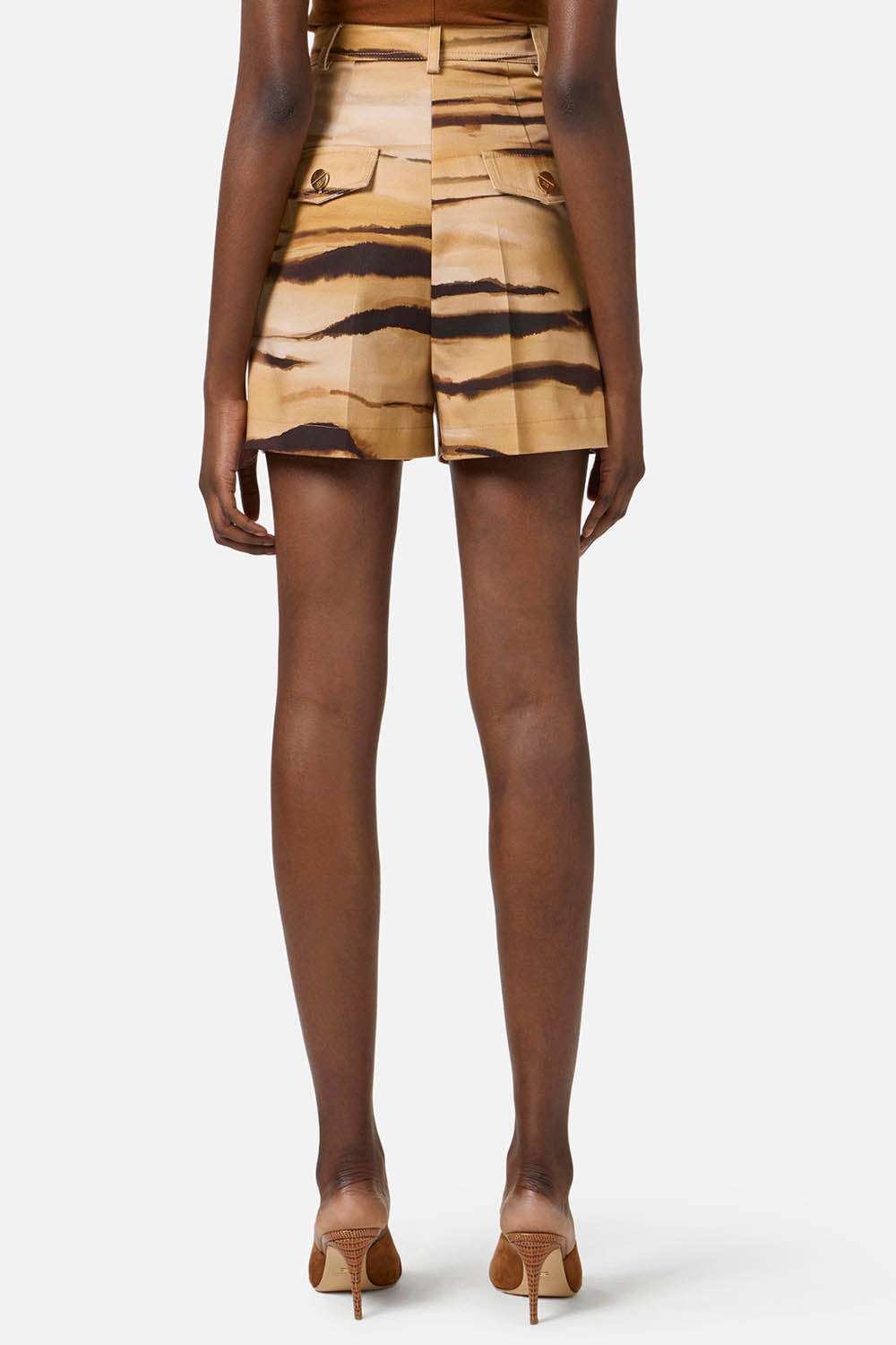 Shorts in drill con stampa tigre SH013 62E2470 Elisabetta Franchi