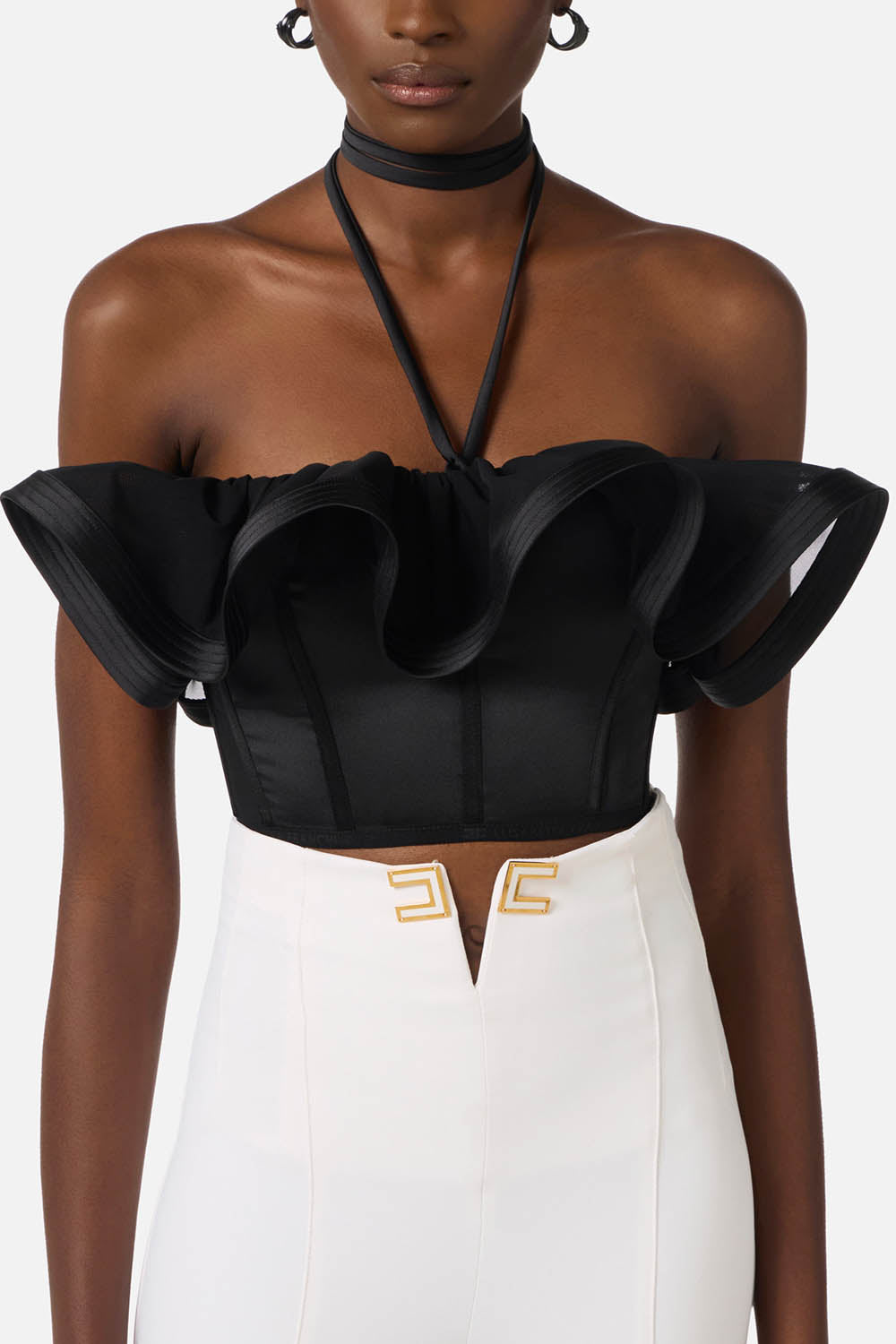 Top Bandeau in Satin con Maxi Ruffle TO039 62E2110 Elisabetta Franchi