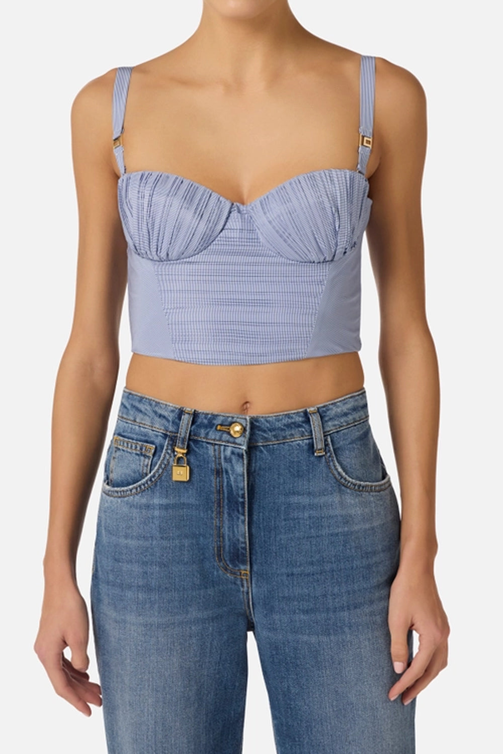 top in con bustino con scollo a cuore e spalline sottili TO053 62E3019 Elisabetta Franchi