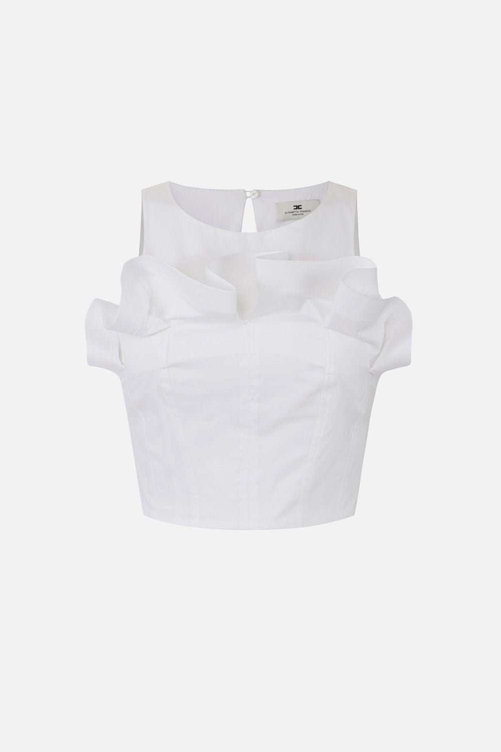 Top in Cotone Stretch con Volant TO054 62E2100 Elisabetta Franchi