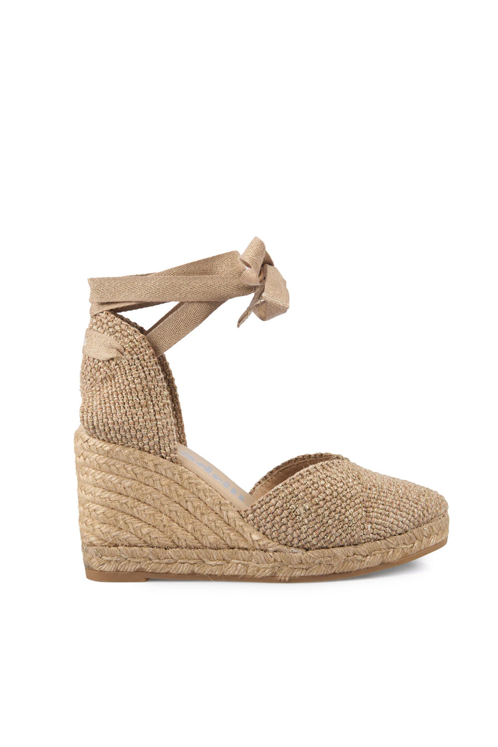 Sandalo con zeppa alta in camoscio e laccia alla schiava COF HILOPLATINO/TOSTADO Espadrilles