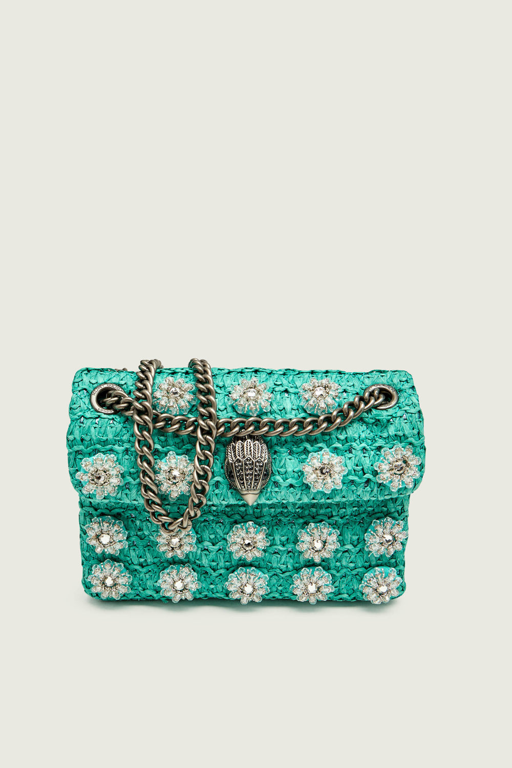 Shoulder bag MINI KENSINGTON in rafia 5576887999 /TEAL Kurt Geiger London