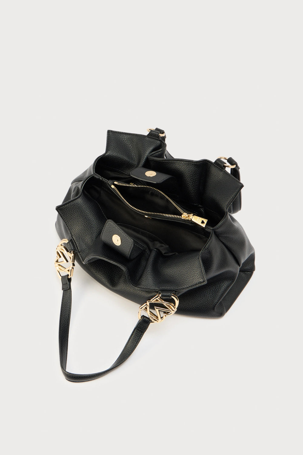 Borsa a spalla Love Moschino nera con logo in metallo JC4009PP1O LB0000 Love Moschino
