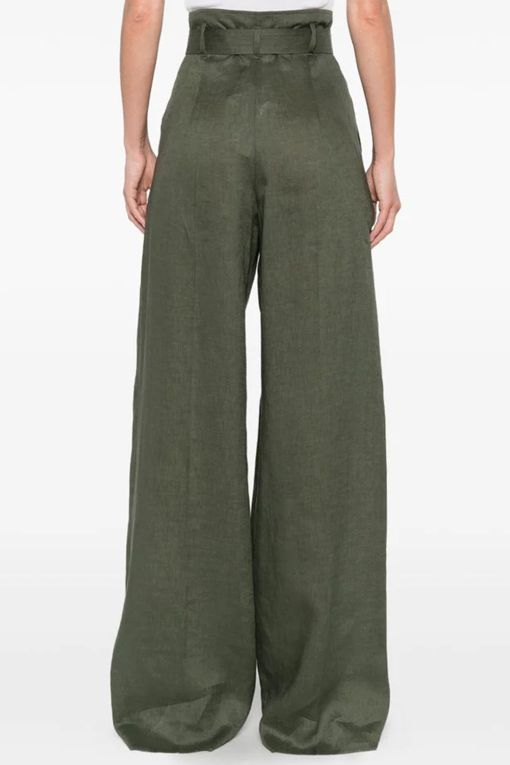 Pantalone 100% lino MSTMATERIA 037VERDE KAKI Max Mara Studio