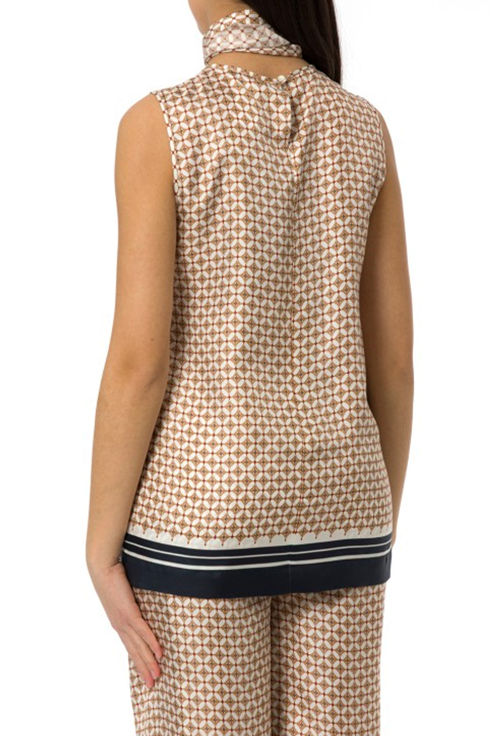 Top smanicato con foulard MSTSCATOLA 002BIANCO BLU Max Mara Studio