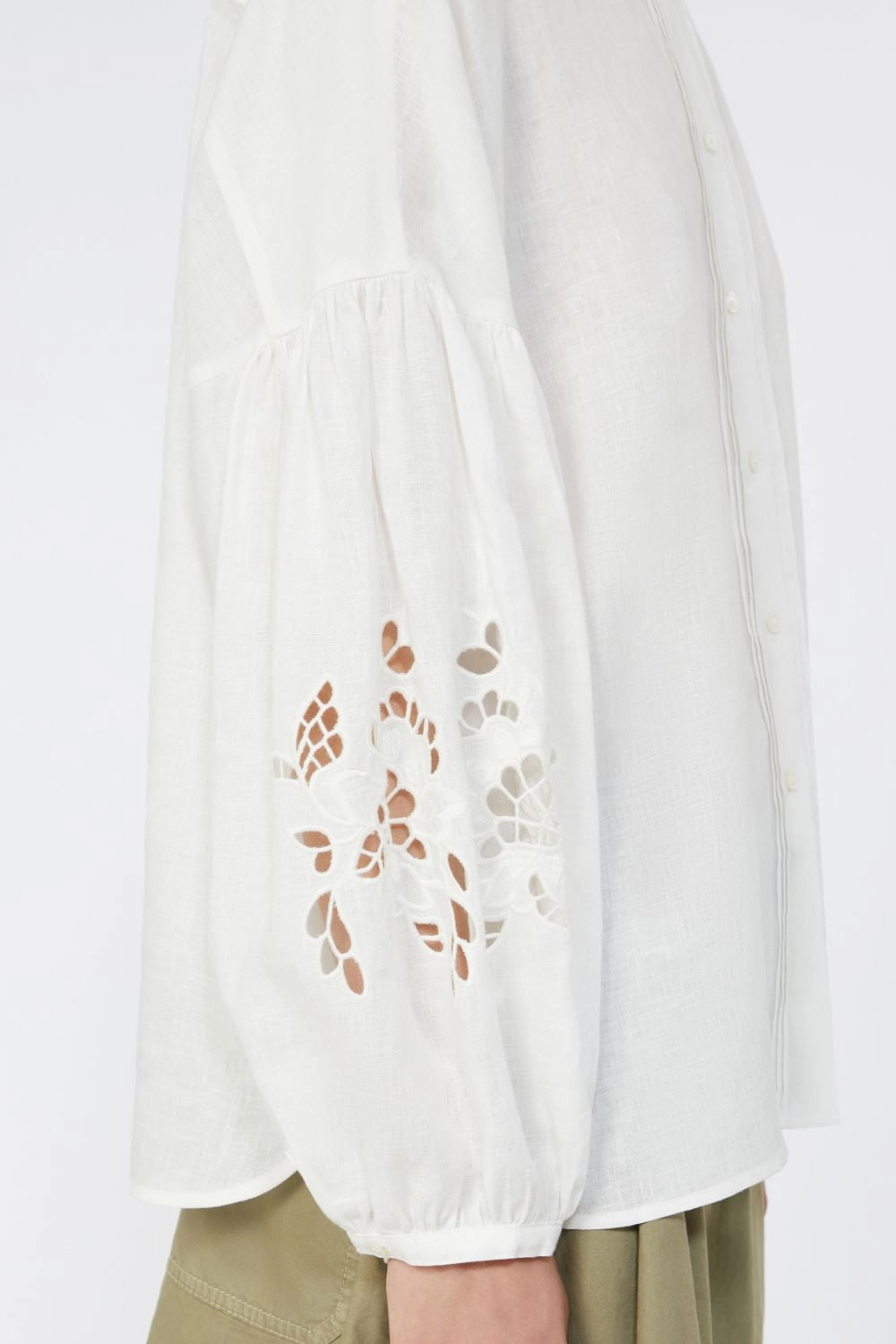 Camicia alla coreana in tela di lino WKDESTRO 001BIANCO Max Mara Weekend