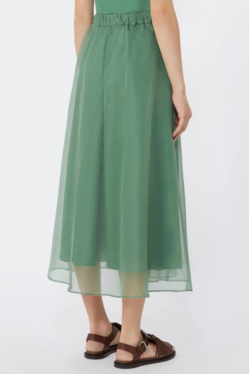 Gonna a pieghe in organza di seta WKDVISINO 063VERDE Max Mara Weekend