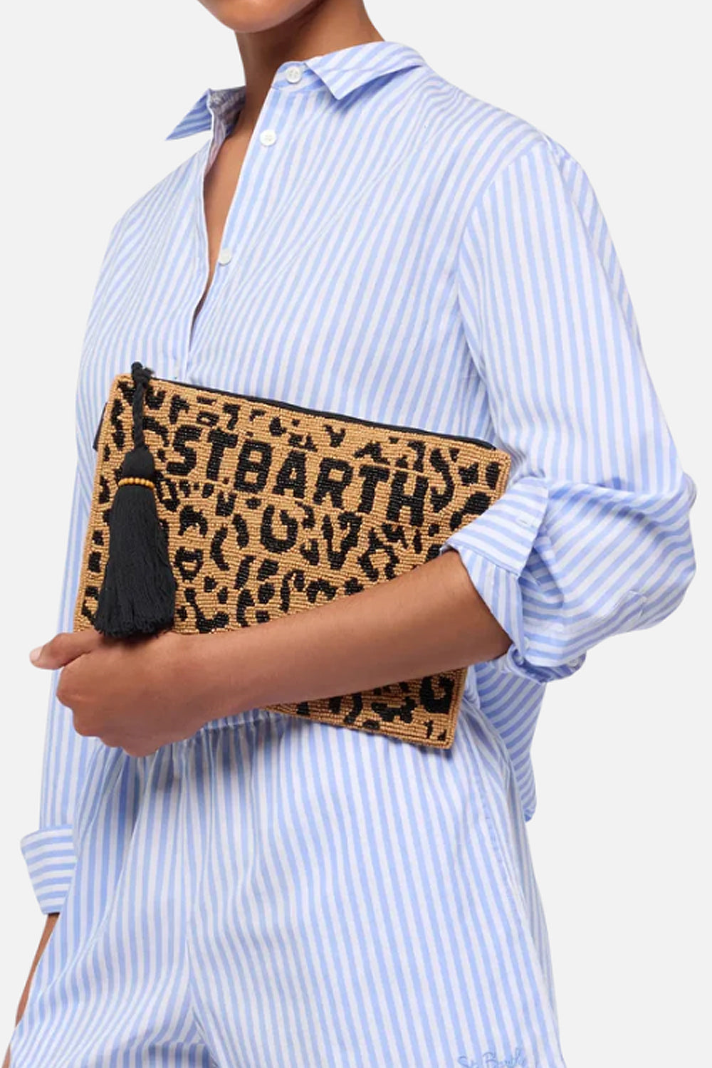 Pouch Pearl con fantasia leopardata in perline POU0002 -00653L Mc2 Saint Barth