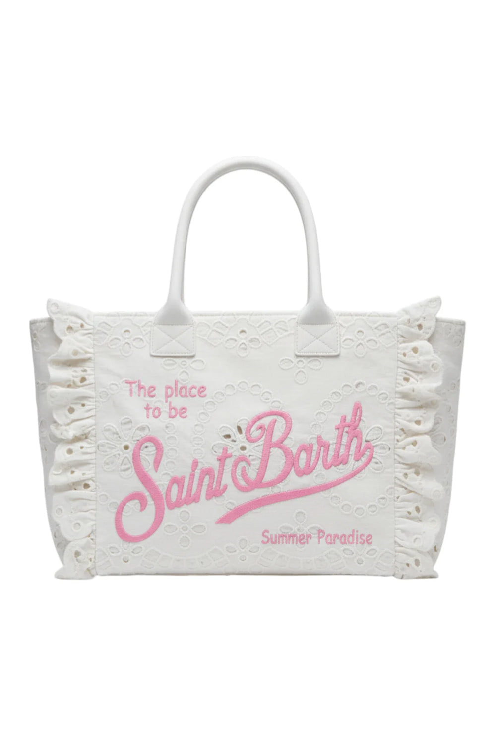 MC2 Saint Barth Vanity Bag in pizzo sangallo con volant VANI0029 -00410L Mc2 Saint Barth