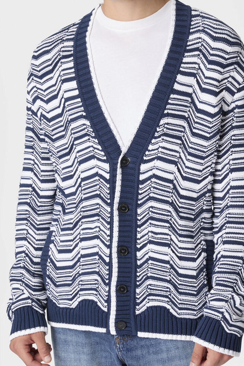 Cardigan in misto cotone con motivo greca US26SM0B BK01HSS72PN Missoni