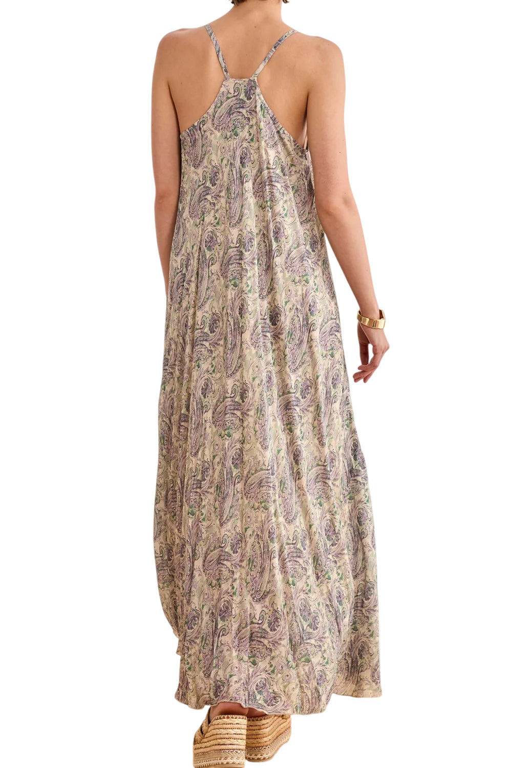 Abito Lungo Paisley Fluido in Viscosa con Scollo a V GF.KAMRAN VIOLET NKN Nekane