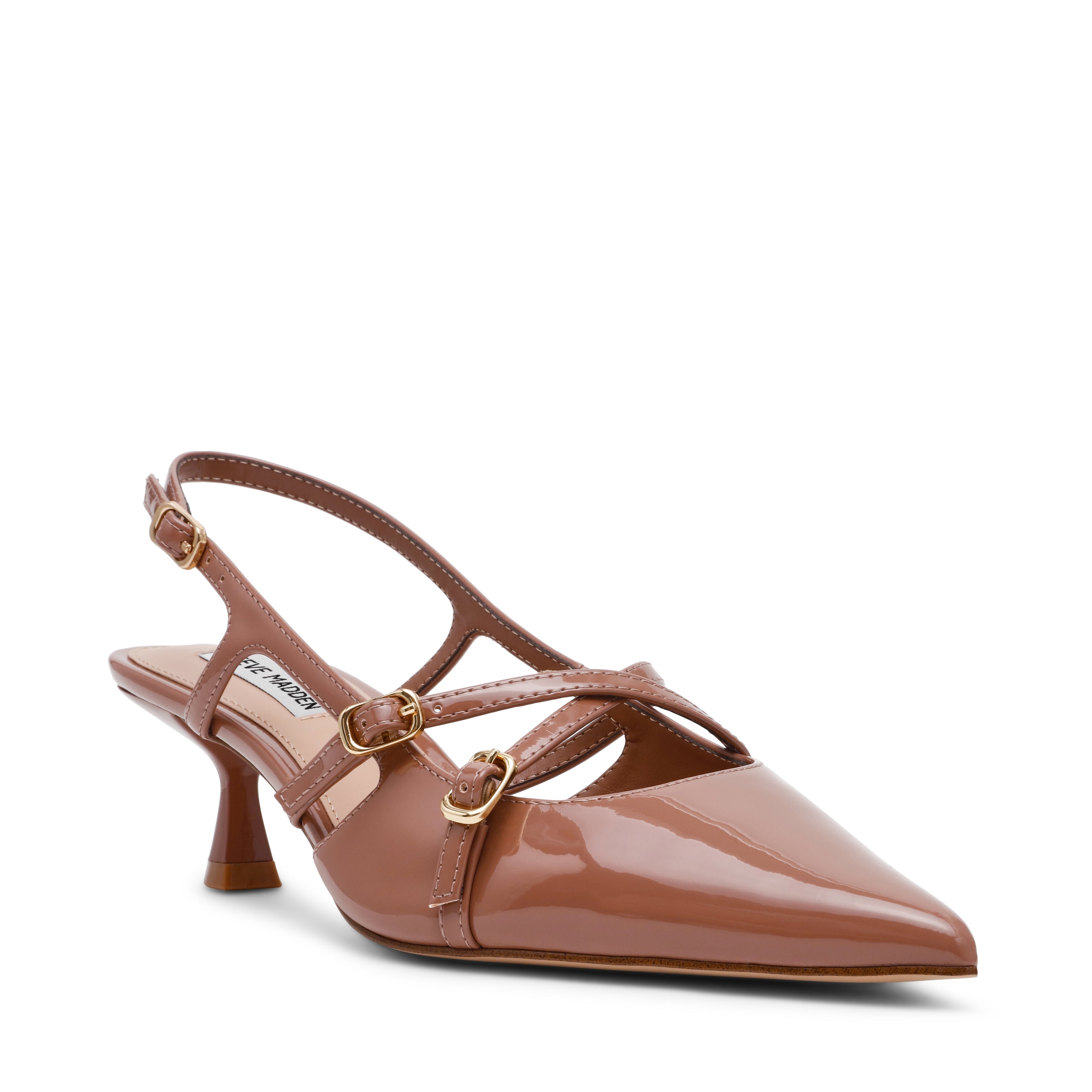 Décolleté Slingback con fibbie e tacco basso LINDALE TAUPE PATENT Steve Madden