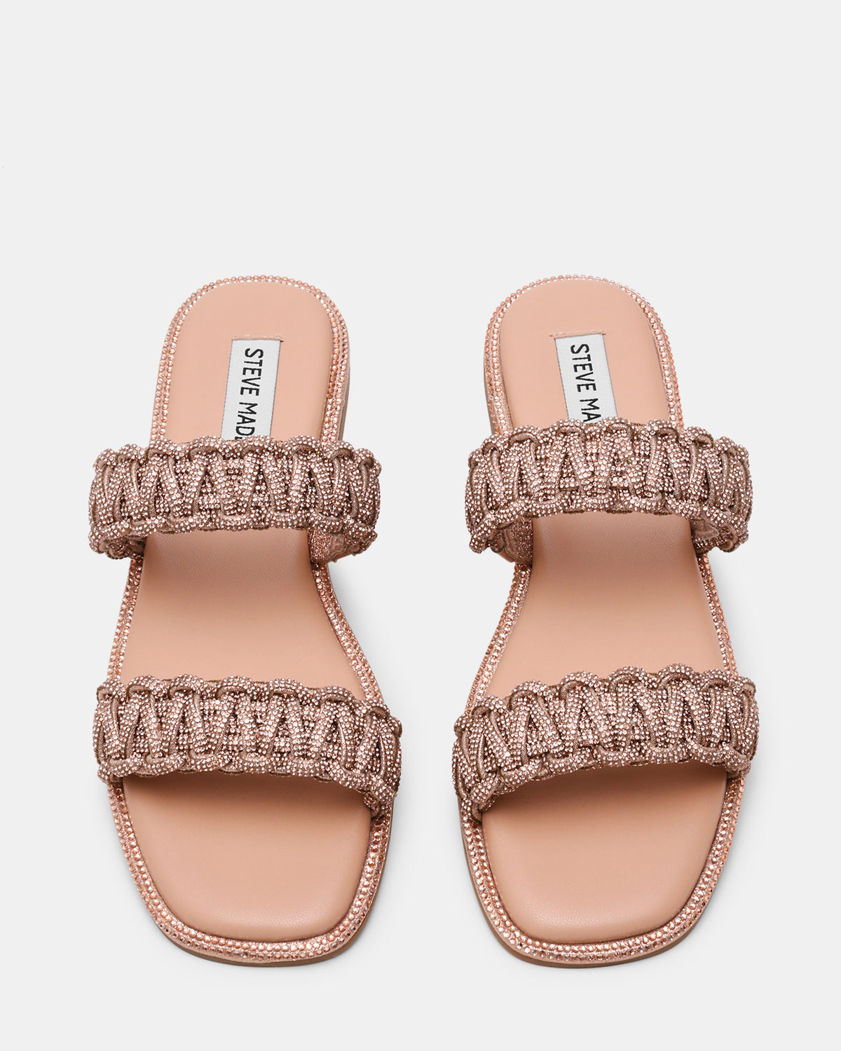 Sandalo Flat NYSSA con Doppia Fascia Intrecciata e Strass NYSSA ROSE GOLD Steve Madden