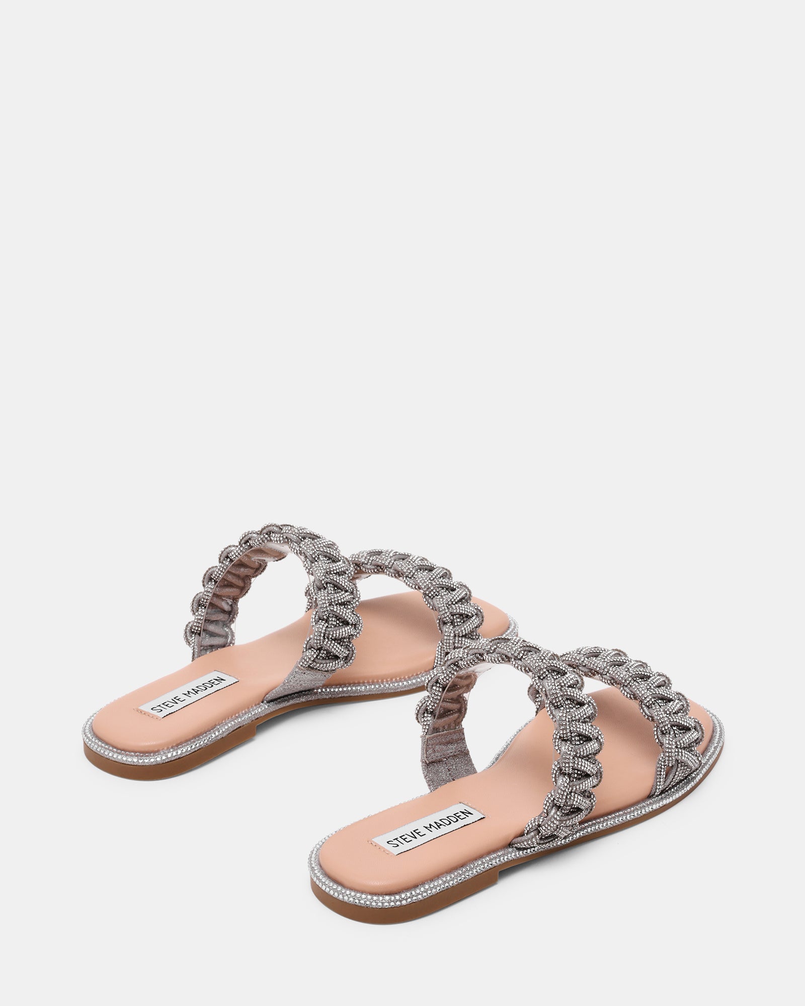 Sandalo Flat NYSSA con Doppia Fascia Intrecciata e Strass NYSSA SILVER Steve Madden