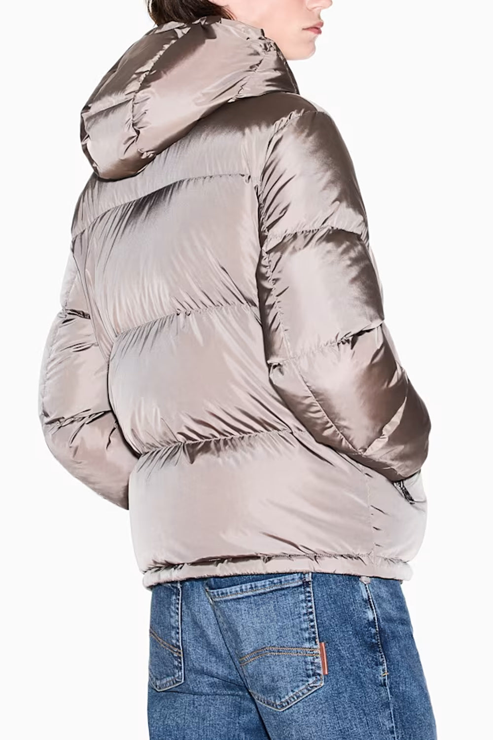 Piumino trapuntato in nylon lucido con cappuccio Icon XM000348 AF12286U6107 Armani Exchange