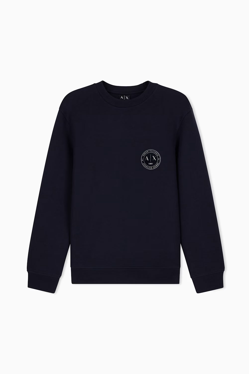 Felpa girocollo in piquet stretch con patch logo circolare XM002929 AF16222UB101 Armani Exchange
