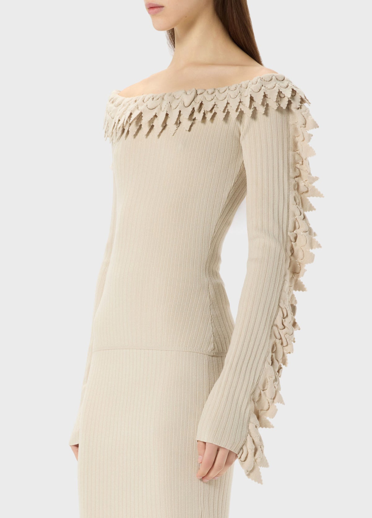 Maglia a coste con balze smerlate RF6177 MAB33X0830 Blumarine