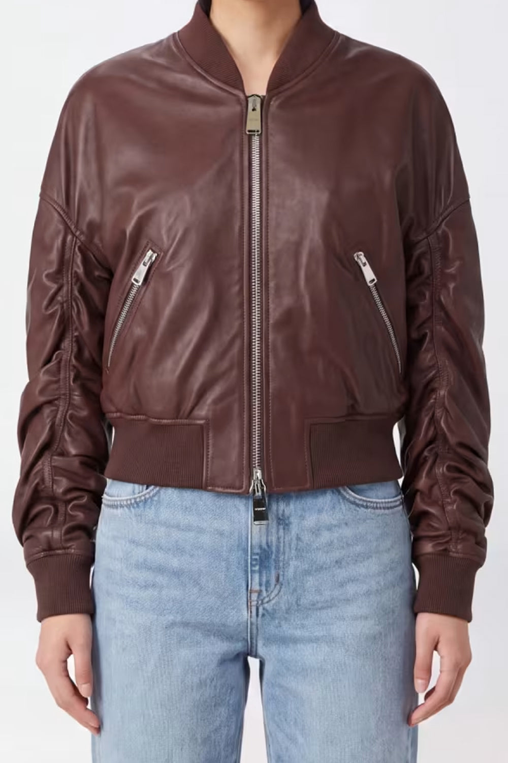Bomber corto Dondup in pelle sintetica con chiusura a zip metallica DJ800 PL0511D-XXX761 Dondup