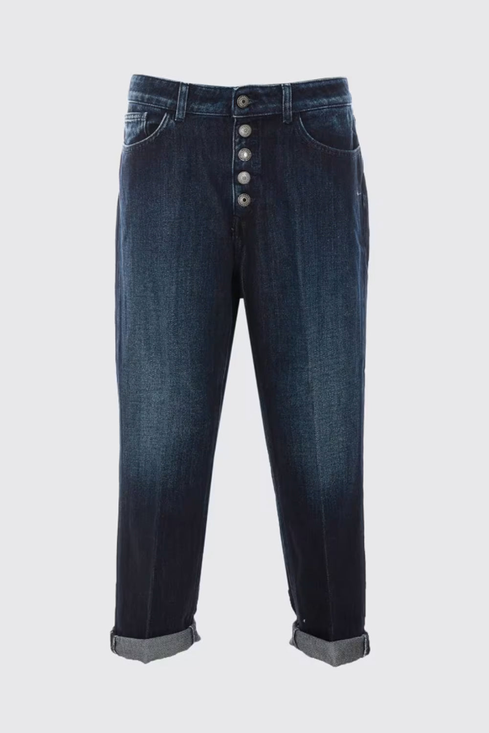 Jeans Koons Dondup a vita alta in denim di cotone con gamba dritta DP268B DF0310D-MS2800 Dondup