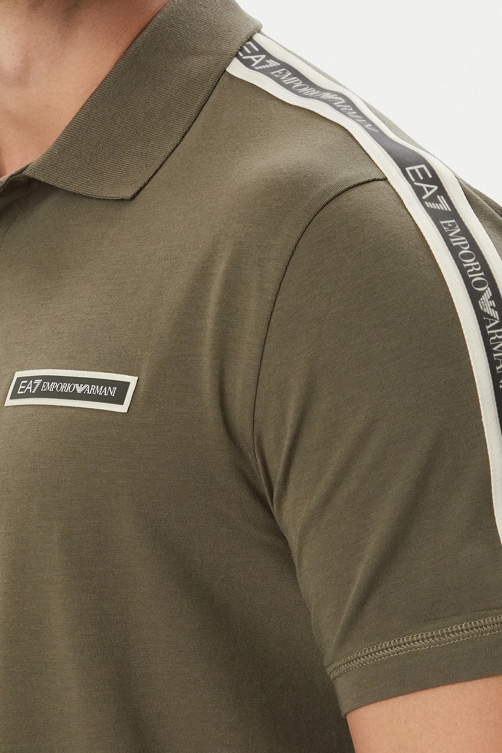 Polo Logo Series in cotone con bande logate sulle spalle 7M002190 AF10373U7014 EA7 Emporio Armani