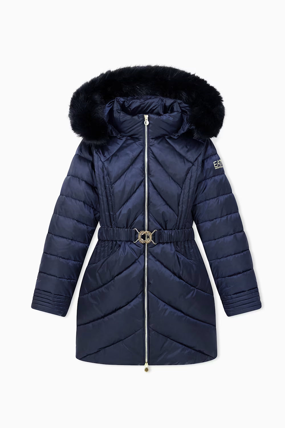 Caban trapuntato con cappuccio e pelliccia sintetica 7W001500 AF25639UB102 EA7 Emporio Armani