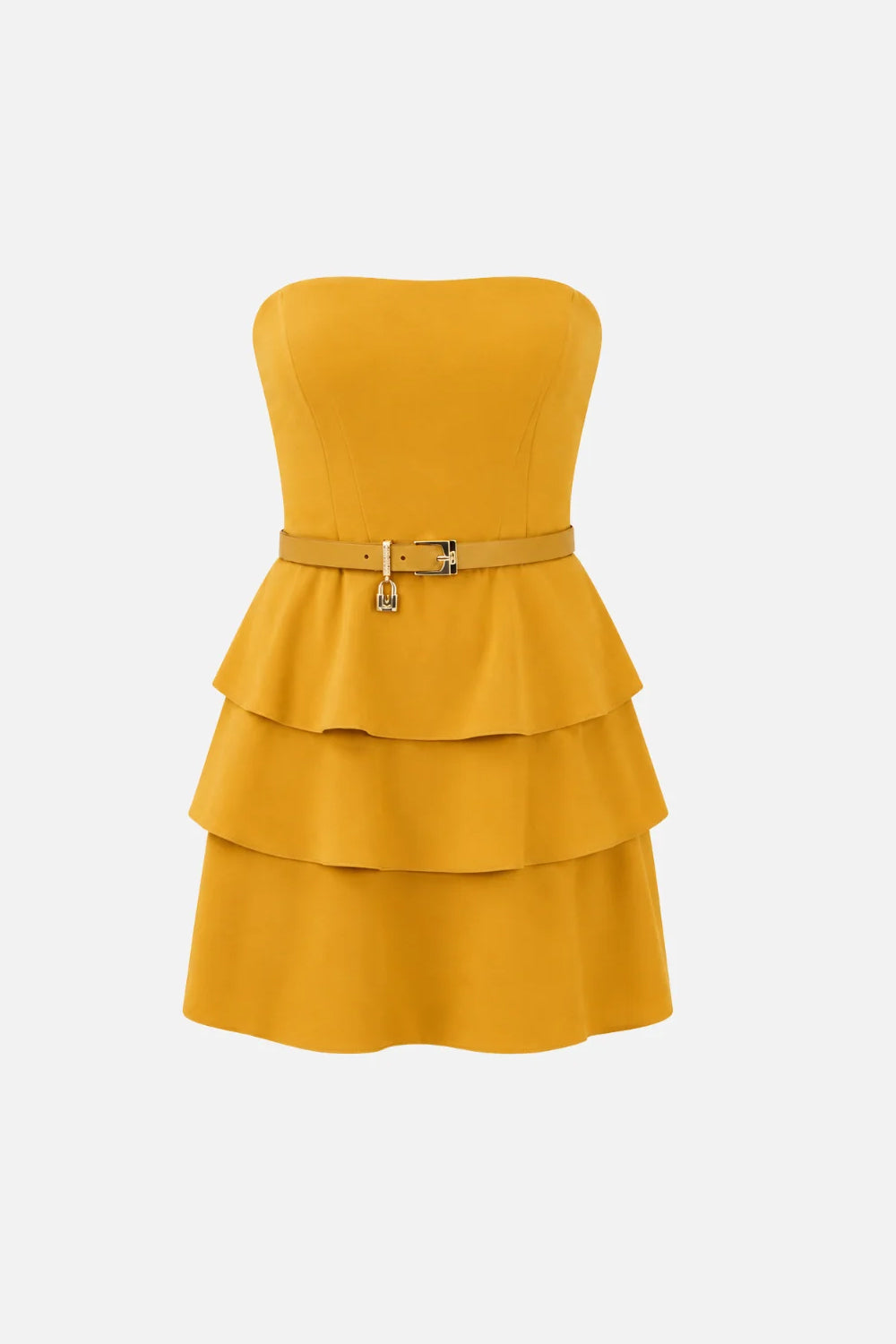 Abito Corto Bustier con Balze e Cintura AB979 66E2940 Elisabetta Franchi