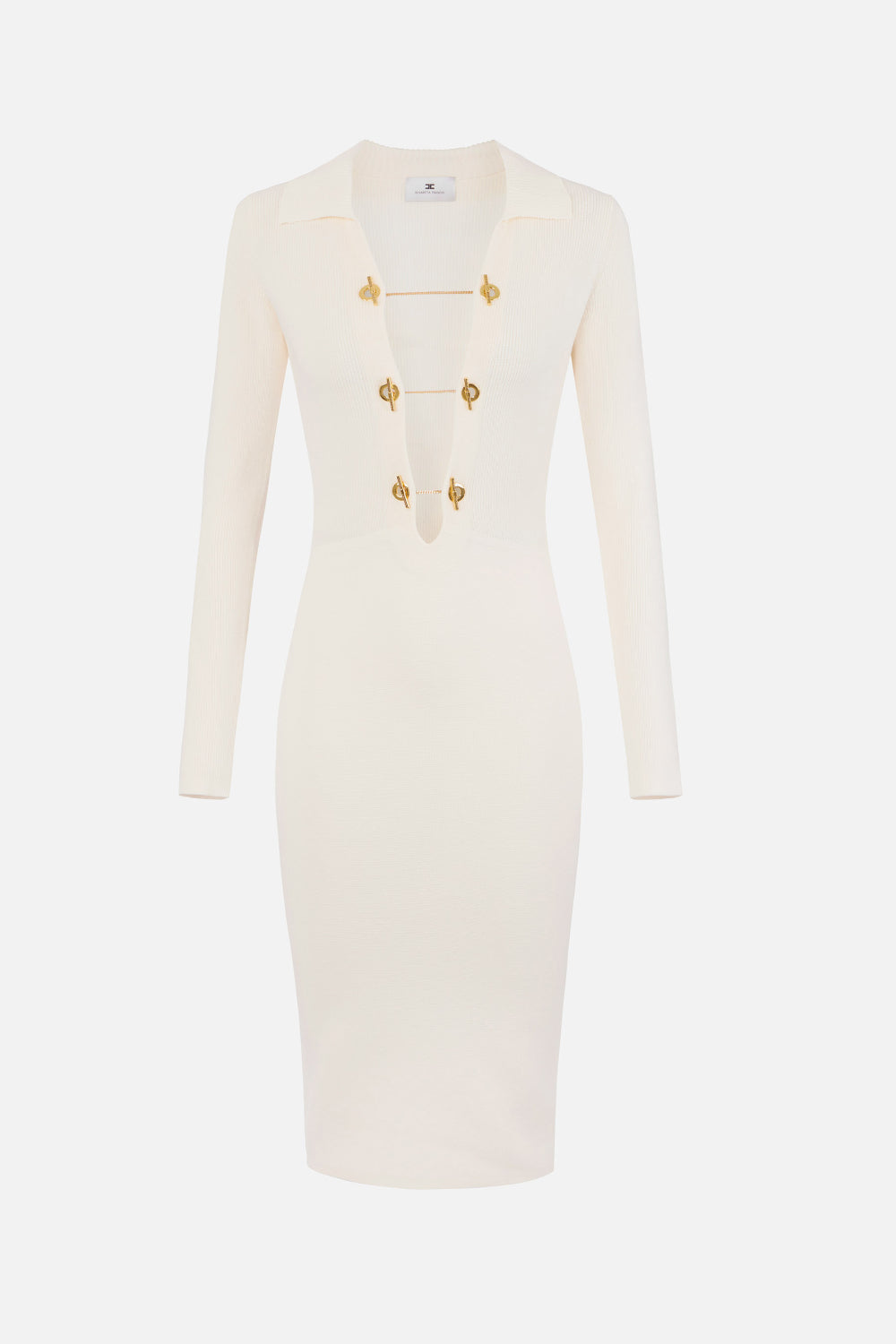 Abito in maglia Elisabetta Franchi con scollo profondo e dettagli chain AM01S 66E2193 Elisabetta Franchi