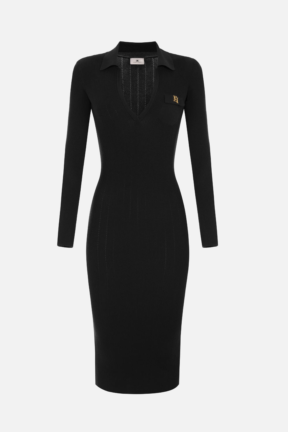 Abito lungo in maglia Elisabetta Franchi con lavorazioni traforate AM08B 66E2110 Elisabetta Franchi